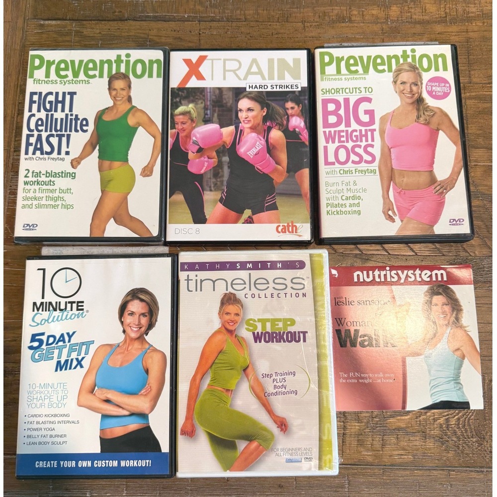 Lot 6 Fitness DVDs Kathy Smith Chris Freytag Leslie Sansone Workout Home Cardio